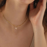 Custom Initial Name Choker Necklace, Zirconia Letter