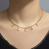 Custom Initial Name Choker Necklace, Zirconia Letter