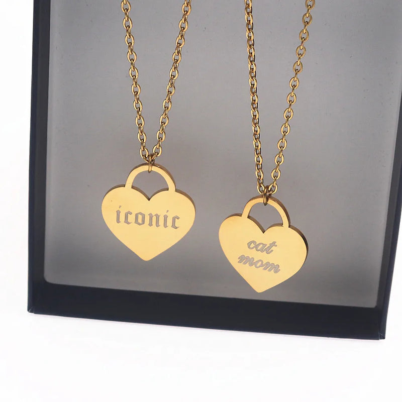Personalized Heart Initial Necklace Stainless Steel Wedding Jewelry