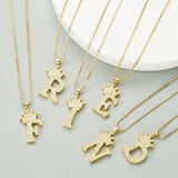 Ice Out Initial Necklace A-Z Letter HipHop Pendant Punk Style Jewelry