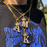 Ice Out Initial Necklace A-Z Letter HipHop Pendant Punk Style Jewelry