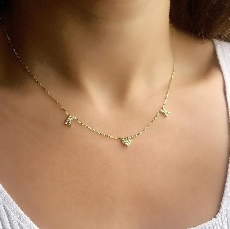Personalized Initial Necklace Choker Heart Jewelry for Women Couple Gift