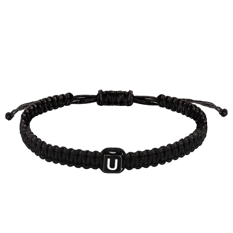 Personalized Initials Bracelet Letter Bead Braided Rope Bracelet Bangle