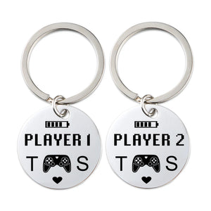 Initials Game Players Keychain, Anniversary Gift For Men, Couple Keyrings