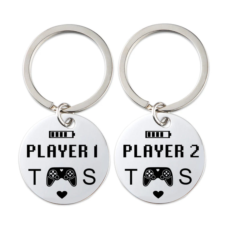 Initials Game Players Keychain, Anniversary Gift For Men, Couple Keyrings