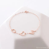 Personalized Initials Heart Bracelet Stainless Steel Chain Letter Bracelet