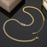 Custom Initials Name Necklace with Cuban Chain - Zircon Letters Necklace
