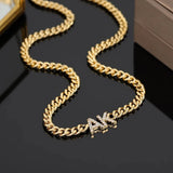 Custom Initials Name Necklace with Cuban Chain - Zircon Letters Necklace