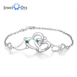 Custom Heart Bracelet with Birthstone & Engraved Name