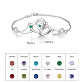 Custom Heart Bracelet with Birthstone & Engraved Name