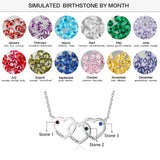 Custom Birthstone Hearts Necklace with Name Engraved Pendant