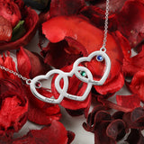 Custom Birthstone Hearts Necklace with Name Engraved Pendant
