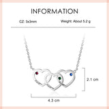 Custom Birthstone Hearts Necklace with Name Engraved Pendant