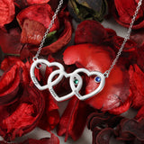 Custom Birthstone Hearts Necklace with Name Engraved Pendant