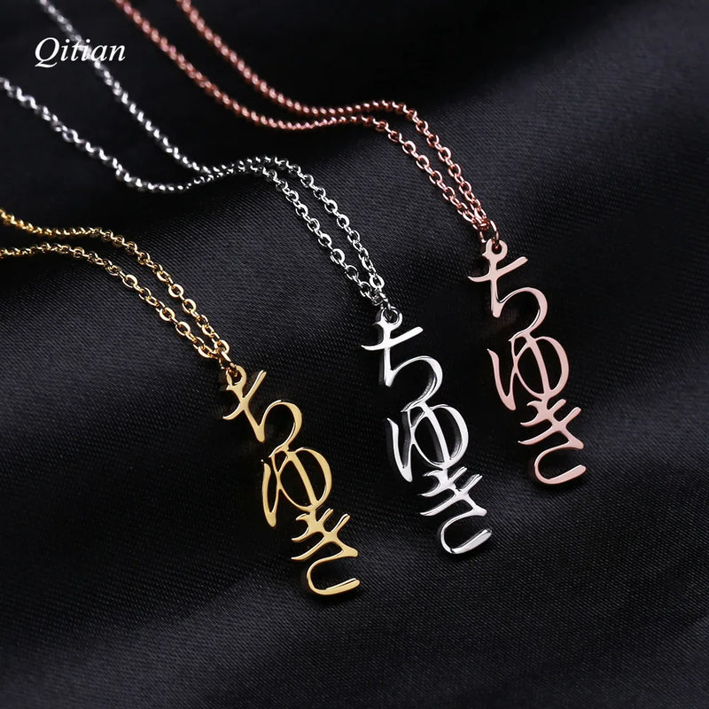Custom Japanese Name Necklace Stainless Steel Katakana Pendant