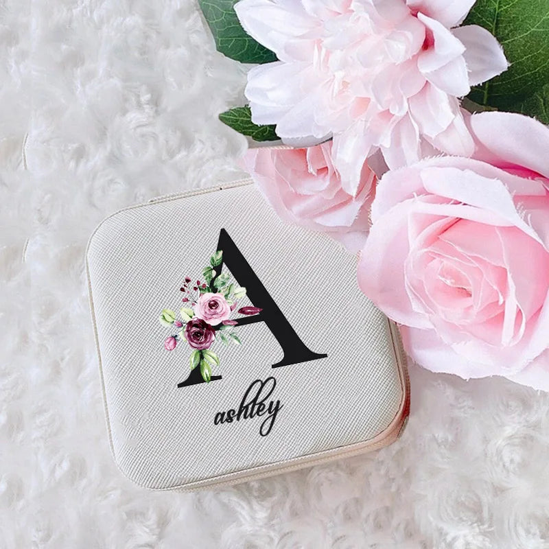 Personalized Jewellery Box Anniversary Bridesmaid Gift Name Travel Jewelry Case