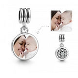 925 Sterling Silver Photo Beads Round Pendant Charms Fit Bracelet