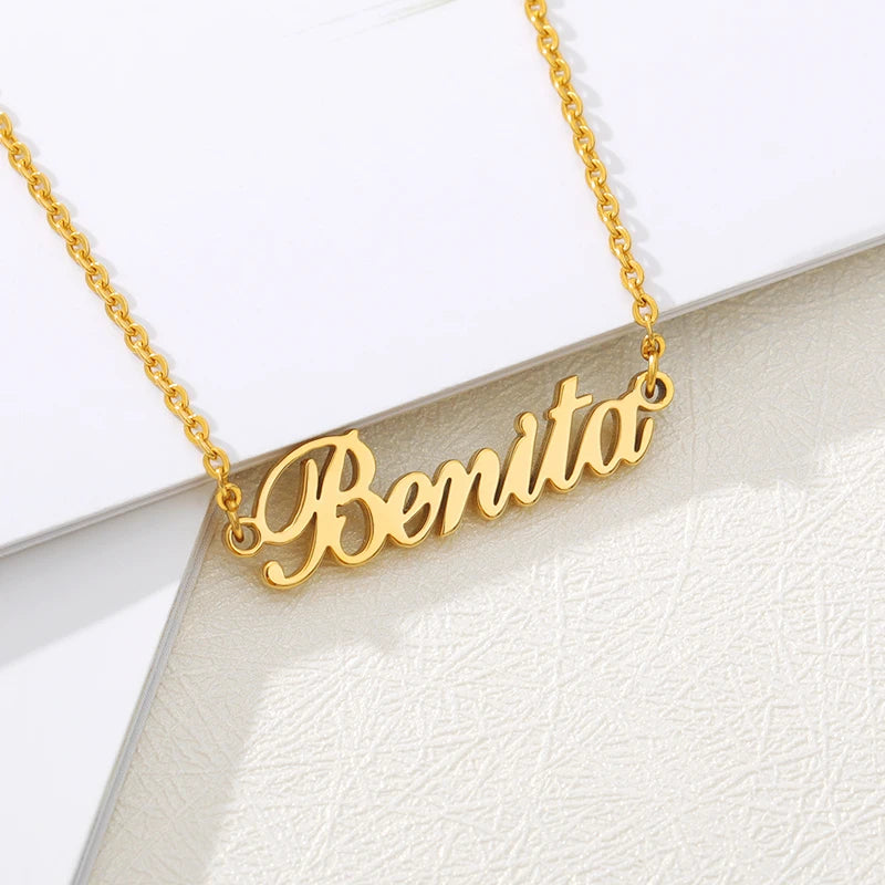 Personalized Name Necklace Chain Font Pendant for Women Men