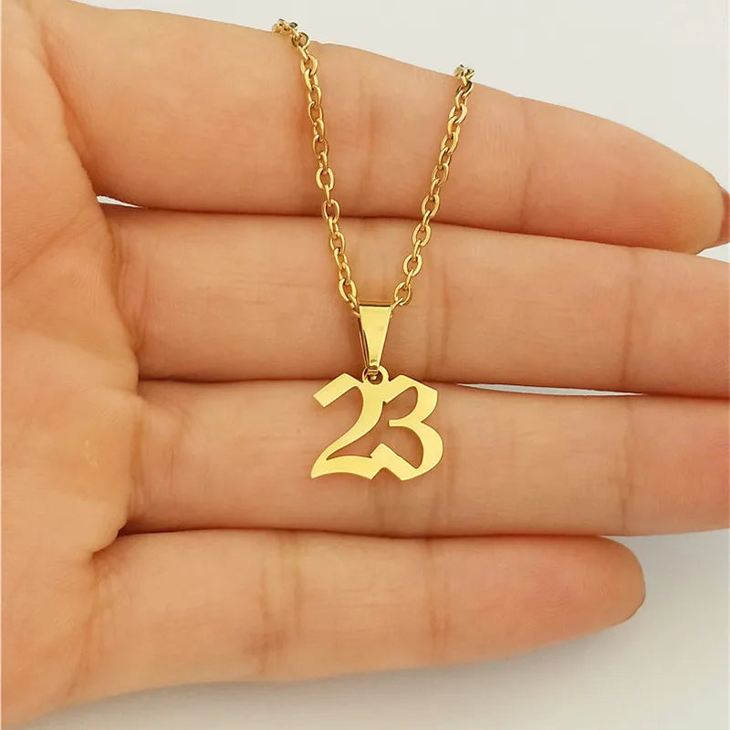 Personalized Gothic Number Necklace for Women Stainless Steel Choker