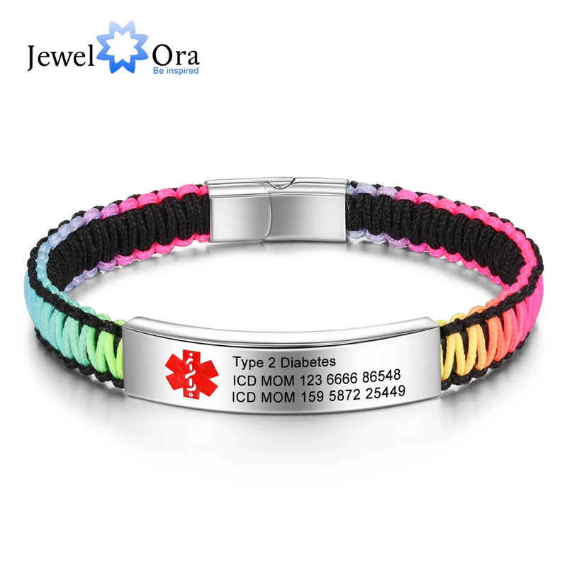 Custom Engraved Diabetes Bracelet for Men Women