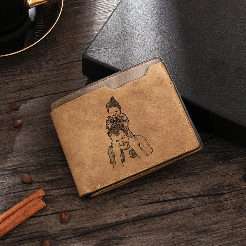 Personalized Photo Engraved Bifold Wallet for Men