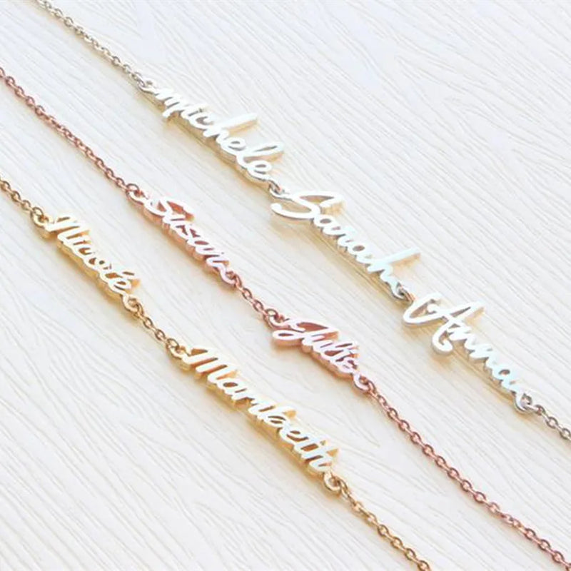 Personalized Three Name Bracelet Stainless Steel Family Triple Name Jewelry
