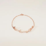 Personalized Three Name Bracelet Stainless Steel Dainty Letter Bracelet