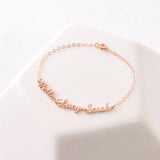 Personalized Three Name Bracelet Stainless Steel Dainty Letter Bracelet