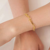 Personalized Three Name Bracelet Stainless Steel Dainty Letter Bracelet