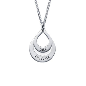 Water Drop Family Name Necklaces Stainless Steel Necklaces & Pendants