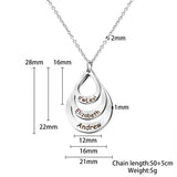 Water Drop Family Name Necklaces Stainless Steel Necklaces & Pendants