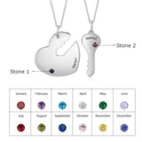 Personalized Key & Heart Necklace Sets for Couples