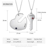 Personalized Key & Heart Necklace Sets for Couples