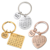 Personalized Calendar Keychain Hand Carved Keyring Gift for Boyfriend Girlfriend