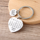 Personalized Calendar Keychain Hand Carved Keyring Gift for Boyfriend Girlfriend