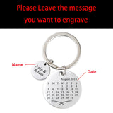 Personalized Calendar Keychain Hand Carved Keyring Gift for Boyfriend Girlfriend