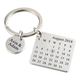 Personalized Calendar Keychain Hand Carved Keyring Gift for Boyfriend Girlfriend