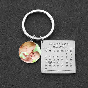 Personalized Calendar Name Key Chain Ring Engrave Letter Purse Charms