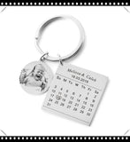 Personalized Calendar Name Key Chain Ring Engrave Letter Purse Charms