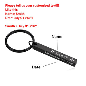 Custom Engraved 3D Rectangle Keychain Key Ring