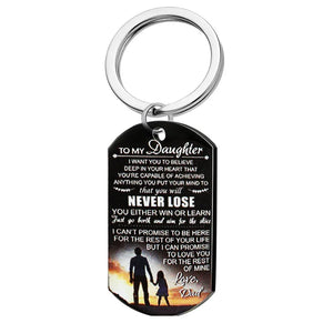 Daughter Gift From Dad Mom Stainless Steel Keychain Love Dad Mom Charm