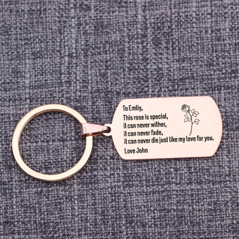 Personalized Couples Keychain Bag Charms Car Key Tag Holder Gift