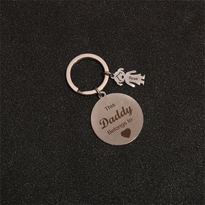 Geometric Round Keychain Stainless Steel Carved Keyring Chaveiro Gift