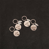 Geometric Round Keychain Stainless Steel Carved Keyring Chaveiro Gift