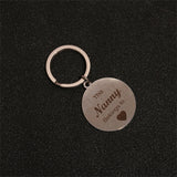 Geometric Round Keychain Stainless Steel Carved Keyring Chaveiro Gift