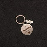 Geometric Round Keychain Stainless Steel Carved Keyring Chaveiro Gift