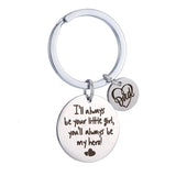 Dad Gift From Daughter Keychain Always Be Your Little Girl Always Be My Hero
