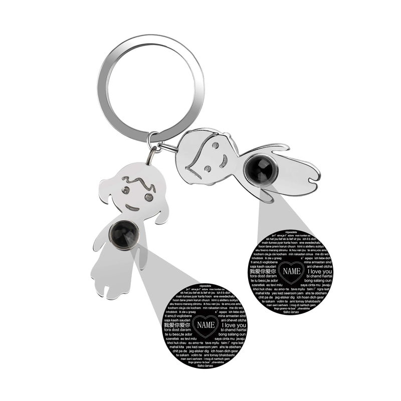 Personalized Dolls Pendants Keychain - Photo Name Projection Memory Key Chain