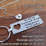 Personalized Couples Keychain & Necklace Set Engraved Anniversary Keyring