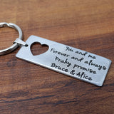 Personalized Couples Keychain & Necklace Set Engraved Anniversary Keyring